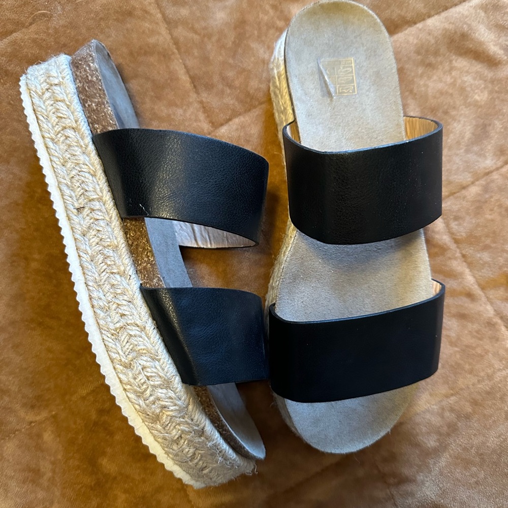 SHEIN Black Double Strap Espadrilles